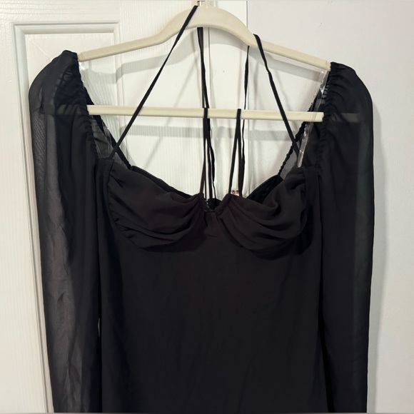 NWT- HOUSE OF CB Babydoll Georgette Halter Minidress - Picture 5 of 6